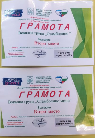 Х издание-онлайн на  Международен фестивал "Българска душа на Святата земя"2025  гр. Бат Ям, Израел - Общински център за работа с деца - Стамболийски
